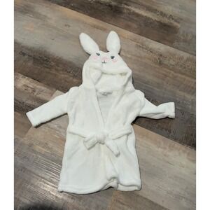 Modern Baby White Bunny Rabbit Hooded Plush Bathrobe Robe 0-9M